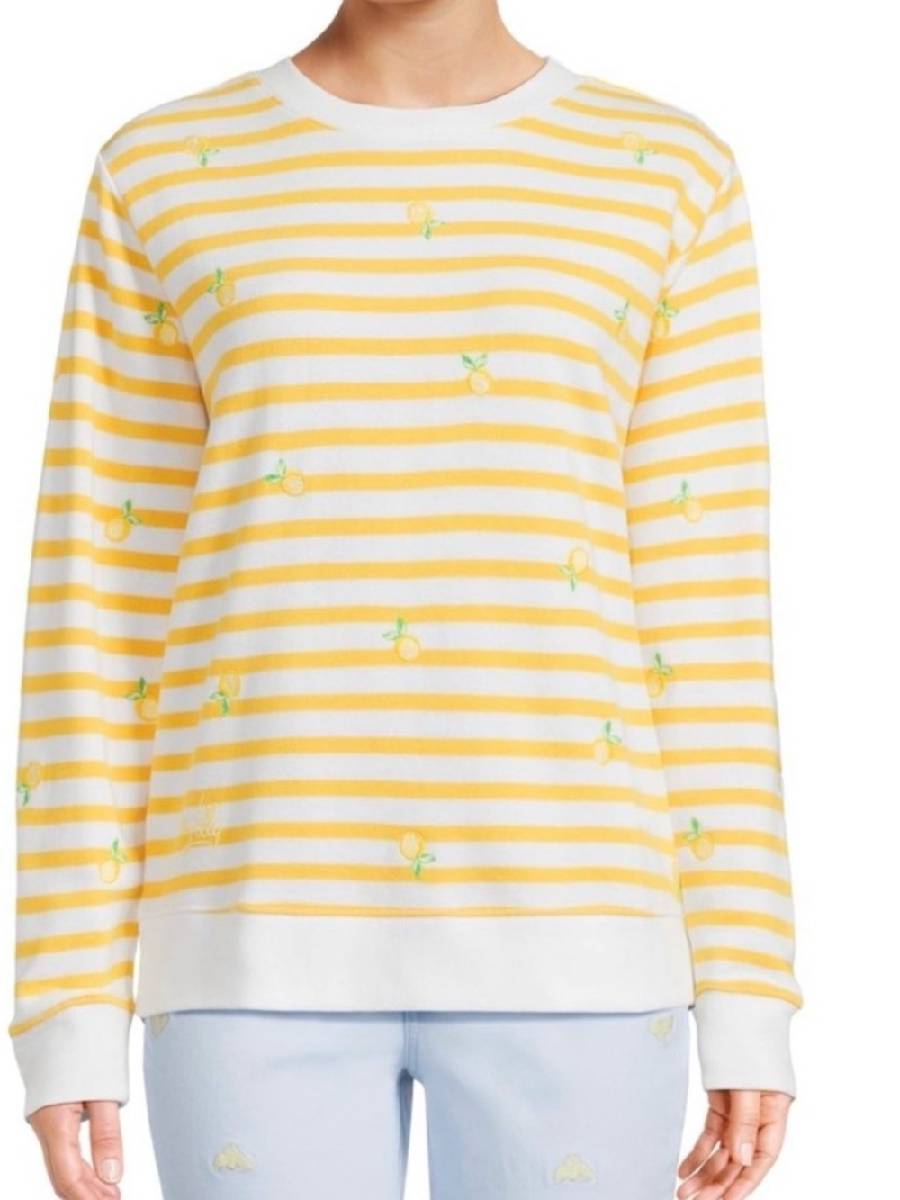 Lilly Pulitzer Yellow & White Striped Lemon Sweatshirt - Picture 2 of 9